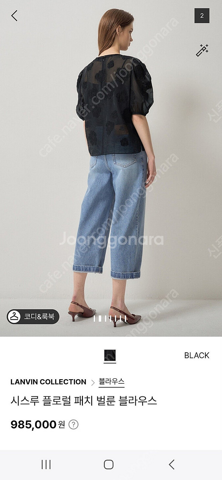 랑방컬렉션 시스루 플로럴패치 블라우스 (꽃블라)--1