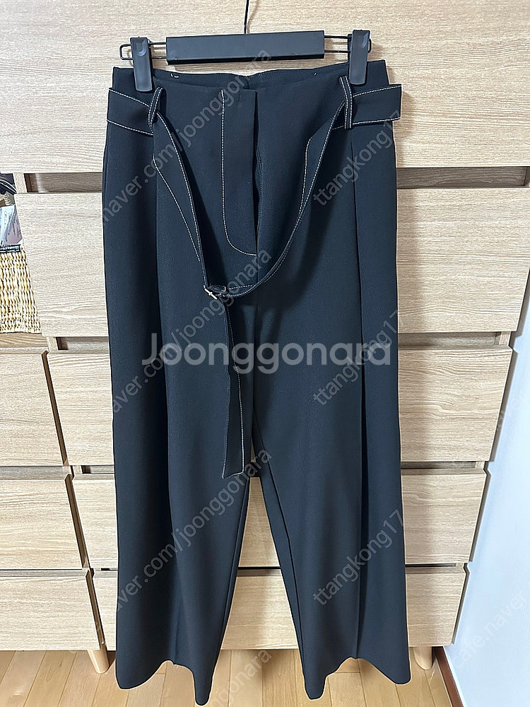 샵아워 shophour 스티치 슬랙스 블랙/네이비 스트...--8