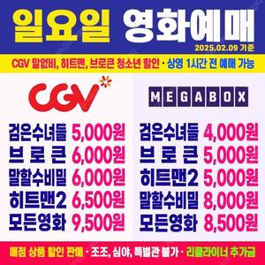 [ CGV, 메가박스 ] 브로큰/검은수녀들/말할수없는비밀/히트맨2 영화예매 (청소년할인)