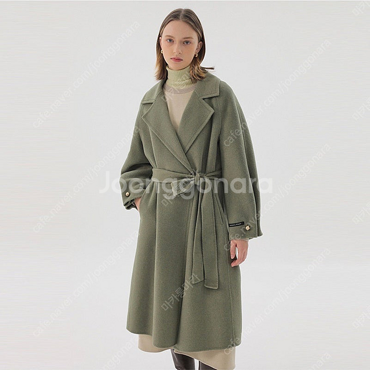 온앤온 허리 벨티드 캐시미어 핸드메이드 코트 블랙 55--0