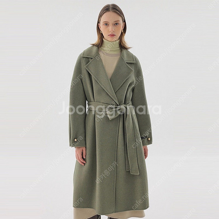 온앤온 허리 벨티드 캐시미어 핸드메이드 코트 블랙 55--1