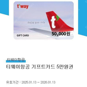 티웨이 기프트카드 잔액 6300원