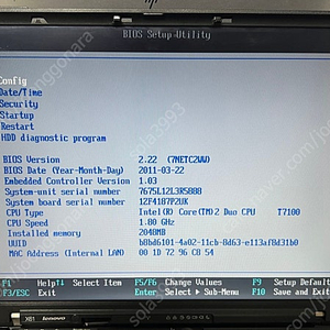 [부품용]레노버 씽크패드 THINKPAD X61 중고 노트북 판매합니다. 5만원 (Core2 T7100 +2GB DDR2+500G HDD)