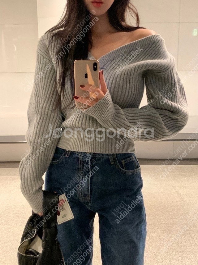 [새상품]러브 미우 알리 니트 그레이--0