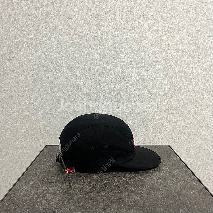 슈프림 워시드 블랙 레드 박스로고 캠프캡 모자--2