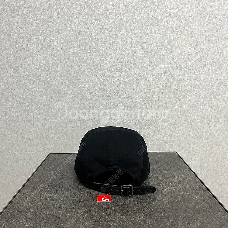 슈프림 워시드 블랙 레드 박스로고 캠프캡 모자--3