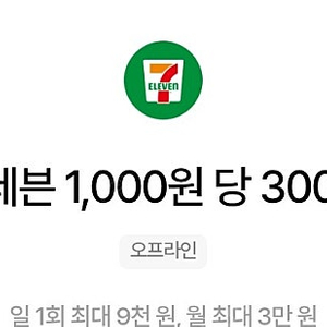 우주패스 세븐일레븐 1000원당 300원 할인 바코드 1회(500원/1000원)