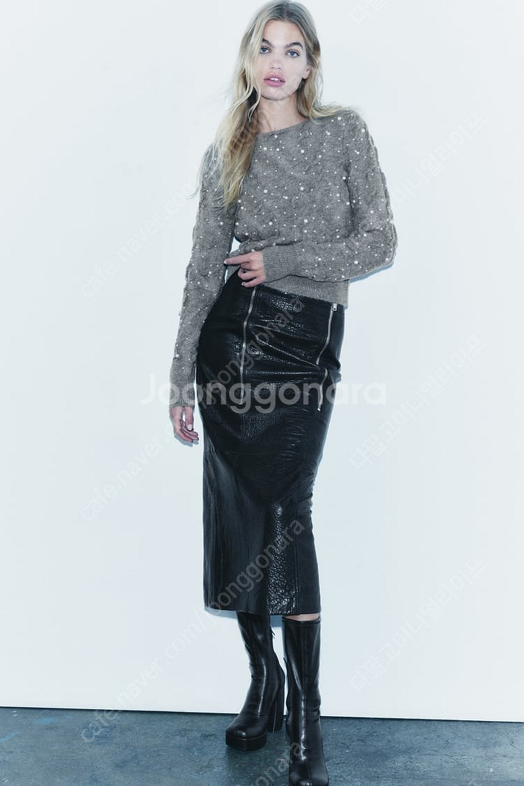 ZARA 자라 펄 스트럭처 니트 스웨터 (L) 66--0