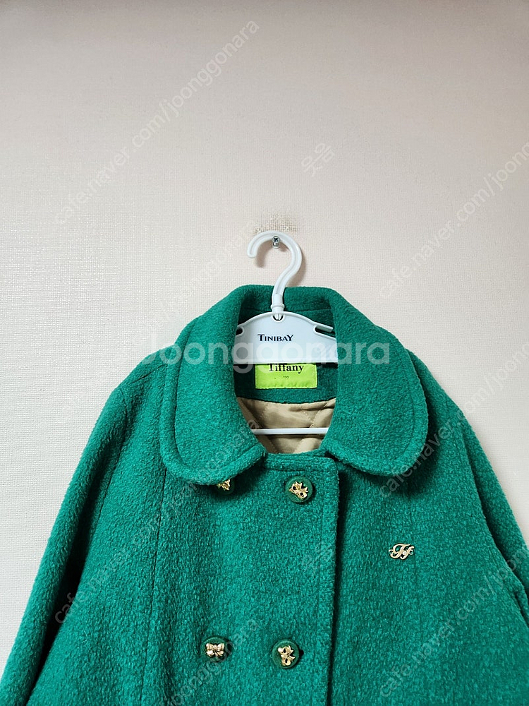 130사이즈 티파니 초록색 카라 모직앙고라 코트--2