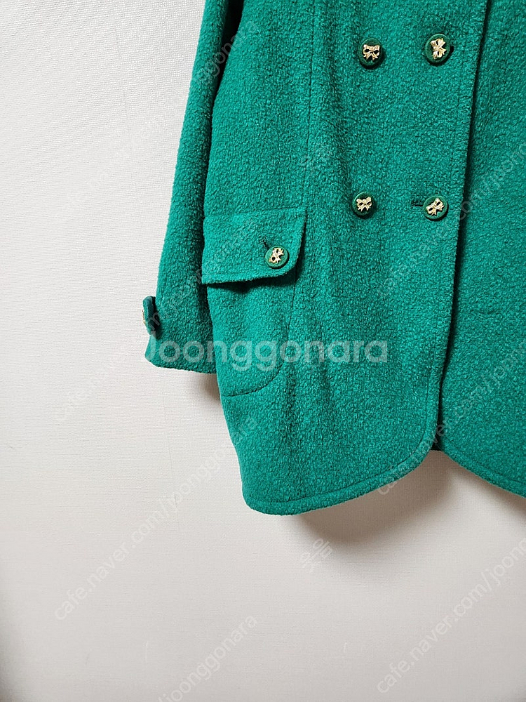 130사이즈 티파니 초록색 카라 모직앙고라 코트--3