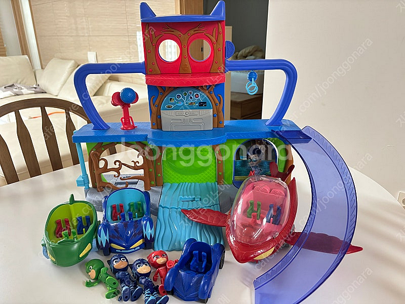 pj mask 파자마 삼총사 본부+캣카+피규어--0