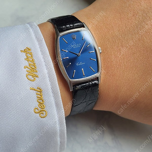 [정품] 롤렉스 셀리니 블루 18K 금통 렉탱귤러 빈티지 남성용 (Rolex Cellini Blue Rectangular 18K Solid Gold )