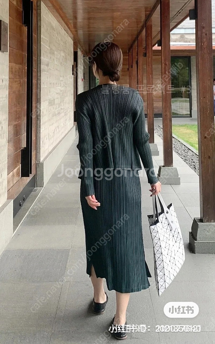 플리츠플리즈 멜로우 가디건 원피스 셋업 (다크카키 3사...--2