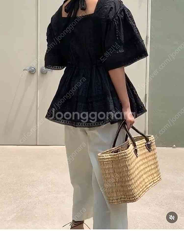 미사용) 레이스 블라우스 블랙--1