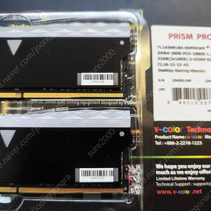 V-Color Prism Pro DDR4 32GB(16GBx2) 3600MHz CL18 팝니다.