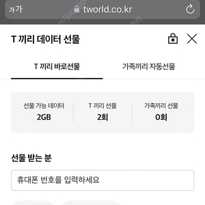 sk데이터2기가 4천원 팝니다 2월용량 업자아님 개인