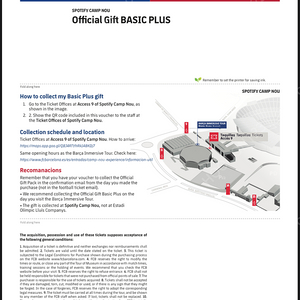 캄프누 뮤지엄 티켓 & 기프트 (바르셀로나 경기표 베이직 플러스 상품) 퍈매 (급쳐!) (2장, 25/05/25까지)