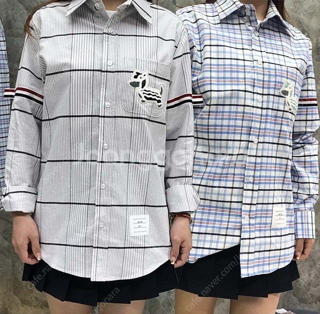 톰브라운 암밴드 남여공용 체크 셔츠 남방 2칼라--1