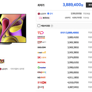 [새제품] LG OLDE 77 인치 TV (모델명 : OLED77B4S)