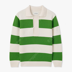 [M]IVORY GREEN ROLLING COLLAR RUGBY KNIT