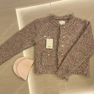 fletta 플레따 트위드 니트 자켓 핑크그레이 판매 Tweed Knit Jacket Pink Gray