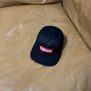 Supreme 슈프림 워시드 블랙 레드 박스로고 캠프캡 모자 (Black)