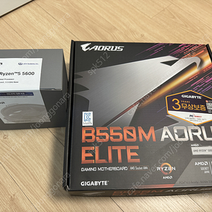 AMD 라이젠 5 5600 + 기가바이트 B550M 어로스 엘리트 CPU+메인보드 미사용 새제품 팝니다