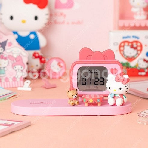 산리오 핼로 키티 무선 충전 시계--0