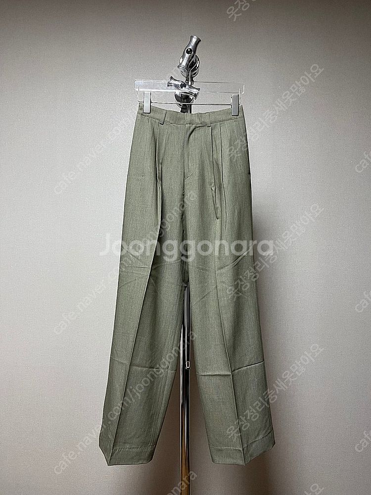 남자 세미와이드 허리반밴딩 슬랙스 라이트카키--0