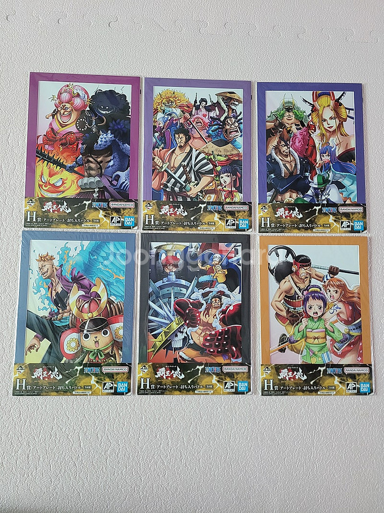 6개 일괄)원피스 아트 플레이트 제일복권 와노국 나미 쵸파 루피 카이도--0