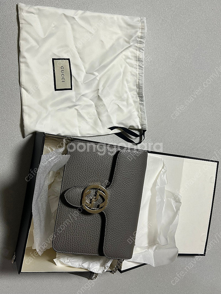 (정품) 구찌 인터로킹 체인 숄더백 그레이--0