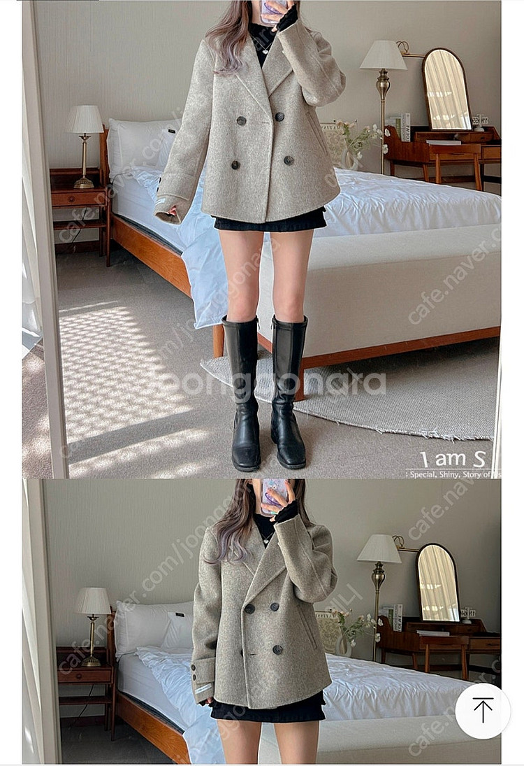 키작녀 여성 하프코트(핸드메이드)S/블랙색상 판매--3