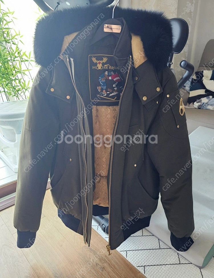 무스너클 남성 리틀 라피드 카키 블랙퍼 봄버 자켓--0