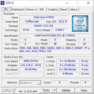 CPU i5 9500 (내장그래픽) 팝니다