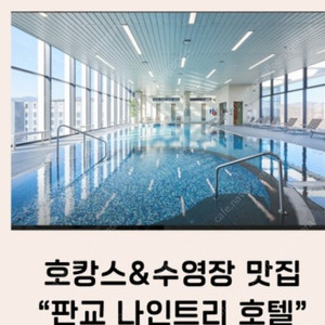 판교 나인트리 호텔 숙박권 가격인하 수영장 포함 (사용기한 3월말 까지)