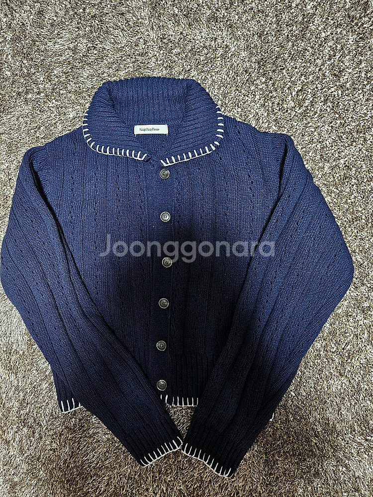 망고매니플리즈 제리 스티치 가디건 네이비--1