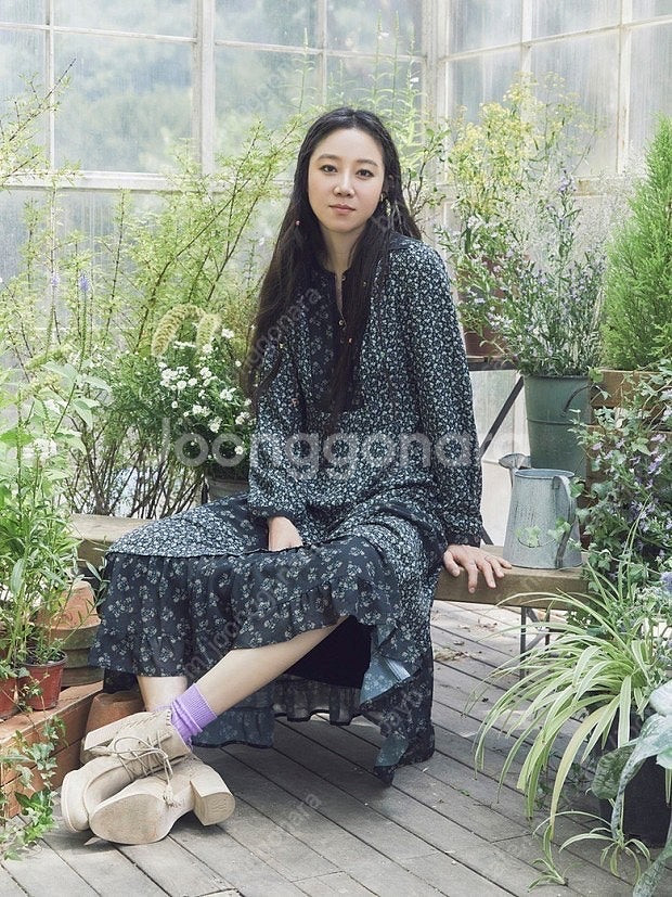 21년 써스데이아일랜드 기모 플라워 공효진 롱원피스--0