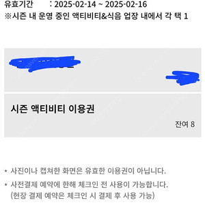 휘닉스파크 올데이 패스 리프트권 2월14일,15일,16일(금,토,일) 중 하루 사용 가능. 6장 있습니다.