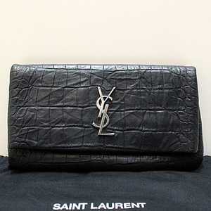 [중고명품다올] 생로랑 YSL 모노그램 크로커다일 플랩 파우치 클러치 601313 상태 A급