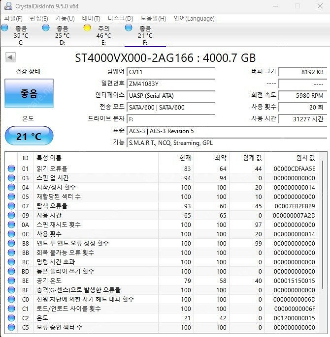 SEAGATE SkyHawk 4tb hdd 하드디스크--7
