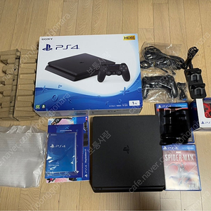 PS4 슬림 1TB 풀박스 + 듀얼쇼크 마그마 레드 + 언차티드4, 스파이더맨 일괄 판매합니다.