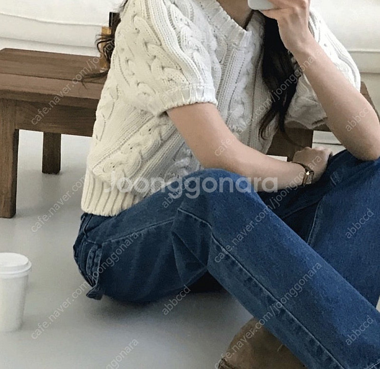 founders 파운더스 퍼프니트 케이블 꽈배기 반팔니...--1