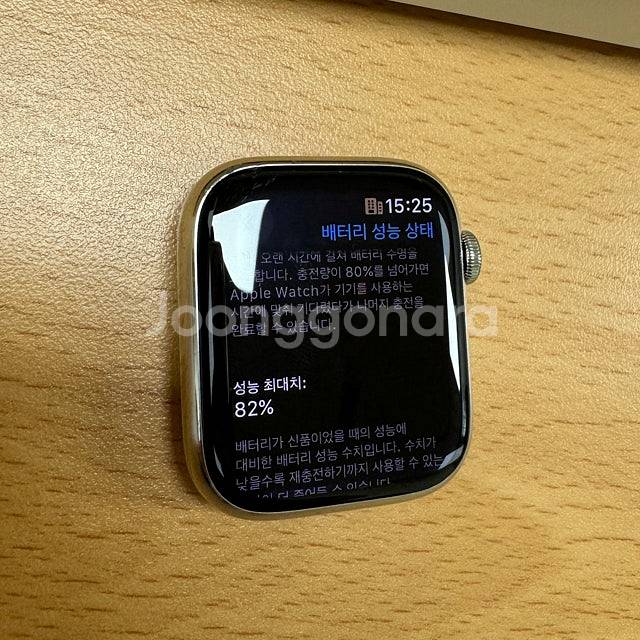 애플워치 7 스테인리스 실버 44mm, 화면 스크래치로...--2