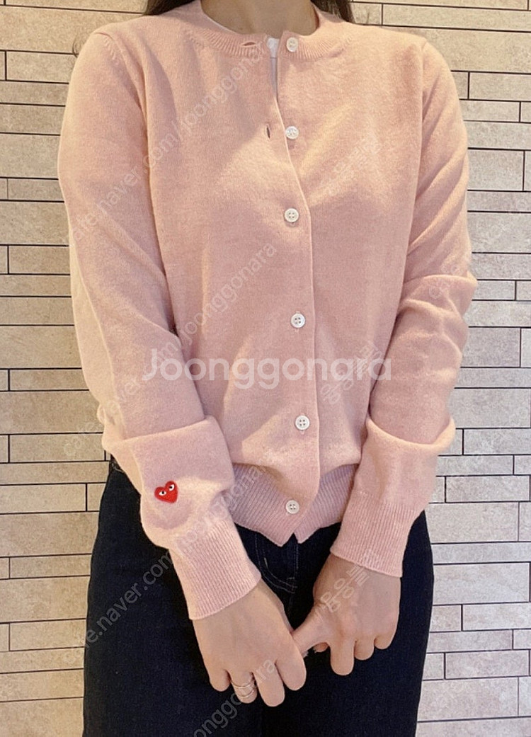꼼데가르송 레드와펜 가디건 파스텔핑크 XS (새상품)--0