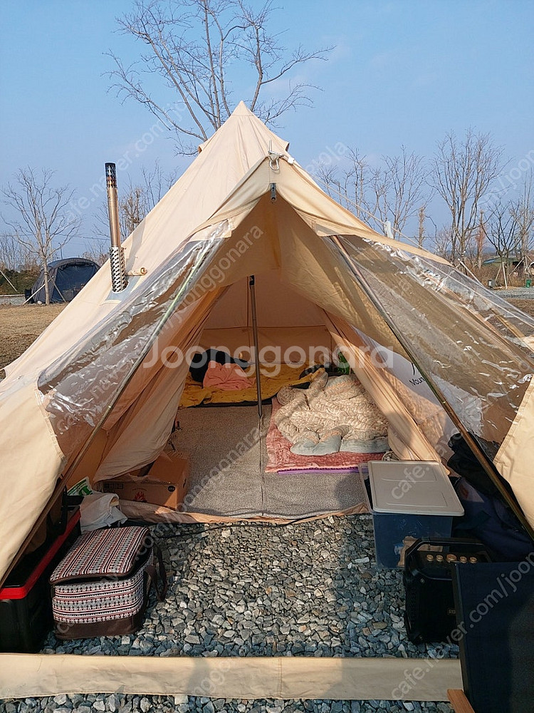 감성캠핑텐트(마운틴 하이커 벨400)+화목난로 일괄 정...--1