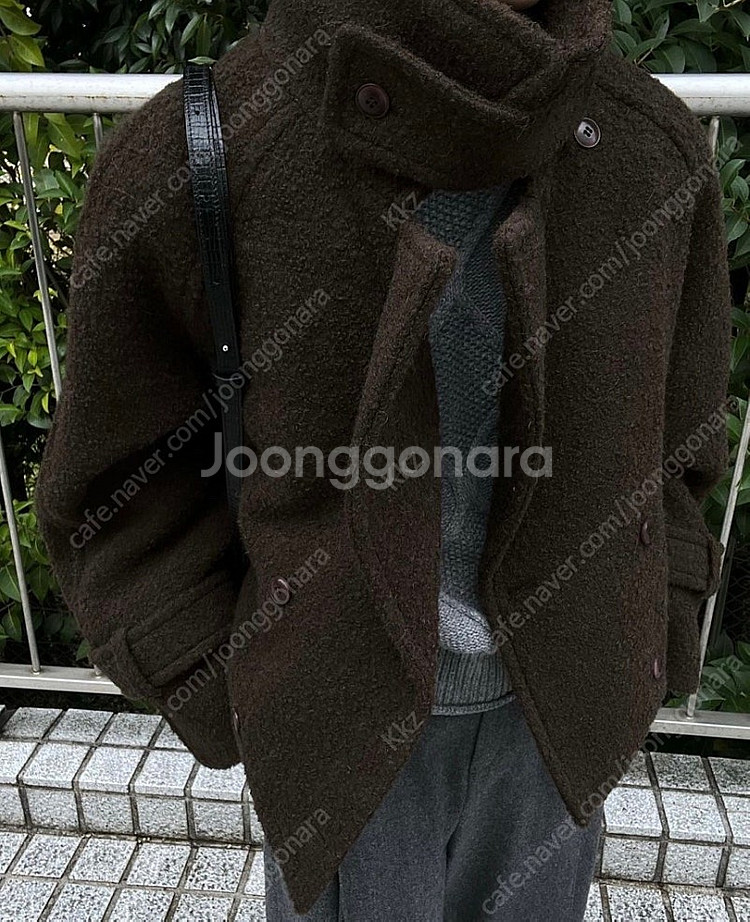 더웨이브 하이넥 알파카 부클 숏자켓 코트 새상품--0