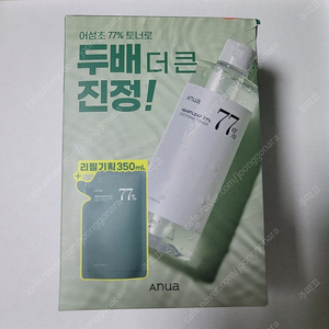 (미개봉)아누아 어성초 77%수딩토너350ml+리필팩350ml