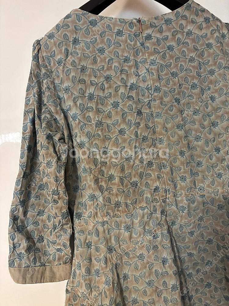 벌룬 펀칭 아일렛 플라워 롱원피스--9