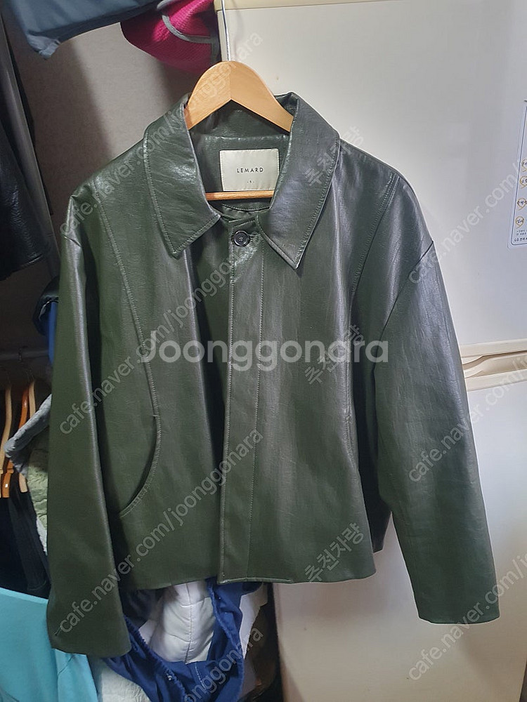 르마드 비건 레더 절개 자켓 사이즈 5 딥그린 품절 네...--2