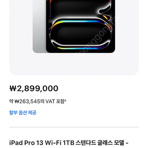 아이패드 프로 13인치 m4 실버 1TB wifi